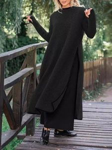 Loose Casual Slit Maxi Sweater Dress