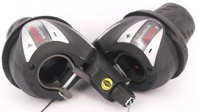 Shimano revo shifterset 3x7 speed derailleur zwart / antra ( set links + rechts )