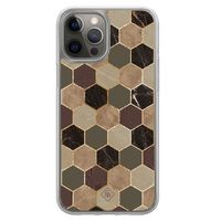 iPhone 12 (Pro) hybride hoesje - Kubus groen bruin