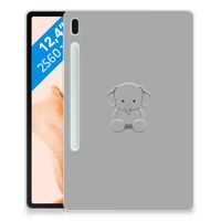 Samsung Galaxy Tab S7FE Tablet Back Cover Grijs Baby Olifant - thumbnail