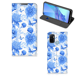 Smart Cover voor OPPO A53 | A53s Flowers Blue