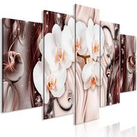 Schilderij - Waterval van Orchidee, 5luik, 225x100