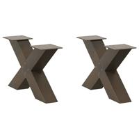 Salontafelpoten 2 st X-vormig 50x(30-31) cm staal naturel