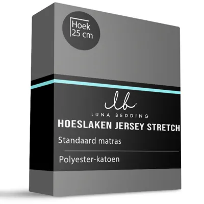 Hoeslaken Jersey Stretch Antraciet 160x200 Cm Luna Bedding - Dekbed-Discounter.nl