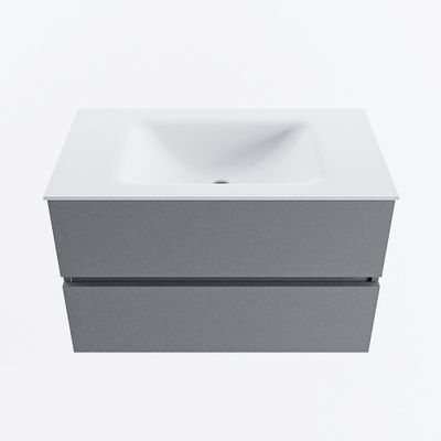 MONDIAZ VICA 80cm badmeubel onderkast Plata 2 lades. Wastafel CLOUD midden zonder kraangat, kleur Talc.