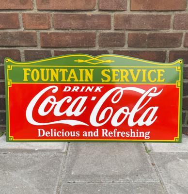 Coca-Cola Fountain Service Emaille Bord 70 x 33,5 cm