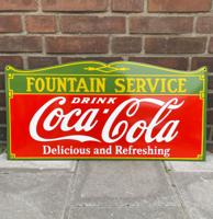 Coca-Cola Fountain Service Emaille Bord 70 x 33,5 cm