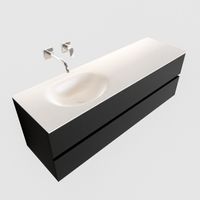 Badkamermeubel Solid Surface BWS Stockholm 150x45 cm Mat Zwart Urban Links (0 kraangaten)