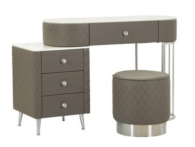 BEDJE BUREAU SHARON GRIJS MET KRUK ZILVEREN POTEN CM 120X40X75 (AFMETING KRUK Ø36X39)