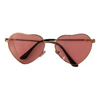 Hippie Flower Power Sixties hartjes glazen zonnebril roze - Verkleedbrillen - thumbnail