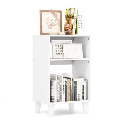 Bijzettafel met 3 Niveaus Moderne Nachtkastje met Planken Salontafel voor Slaapkamer Woonkamer en Kantoor Wit
