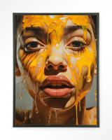 Urban Cotton Wandkleed 'Honey' 145 x 190cm in Floating Frame - black