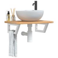 Badkamer wandschap staal en massief eikenhout