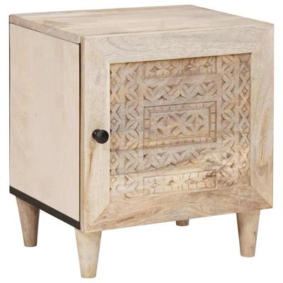Nachtkastje Beige 40 x 33 x 46 cm massief mangohout