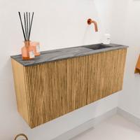 Toiletmeubel Mondiaz Joya Dlux | 90 cm | Meubelkleur Oak | Faye wastafel Sombra Wasbak Rechts | Zonder kraangat(en)