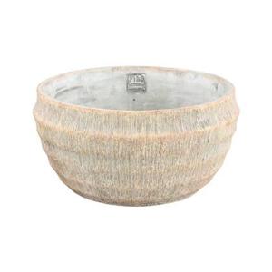 PTMD Sary Cream cement pot minimal stripe rib bowl L