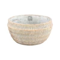 PTMD Sary Cream cement pot minimal stripe rib bowl L - thumbnail