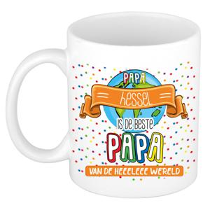 Naam mok papa Hessel - wit - de beste - keramiek - 300 ml - Vaderdag/verjaardag