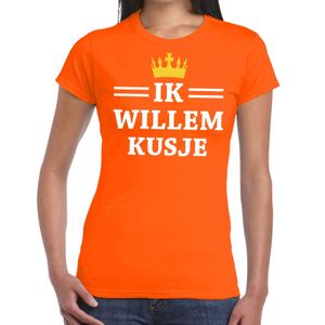 Oranje Ik Willem kusje t-shirt dames