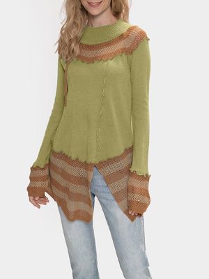 Crew Neck Shift Long Sleeve Sweater Crew Neck Shift Long Sleeve Sweater