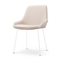 Nolon Nora-Isa Eetkamerstoel Beige - Stof - Wit Onderstel