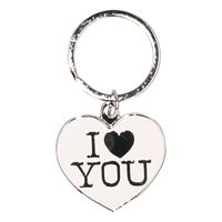 Valentijn cadeautje witte sleutelhanger I love you   -