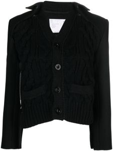 sacai cardigan à design superposé détachable - Noir