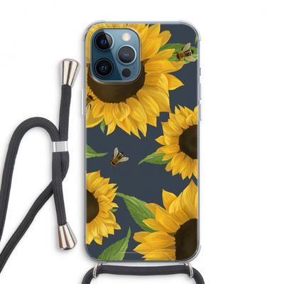 Sunflower and bees: iPhone 12 Pro Max Transparant Hoesje met koord