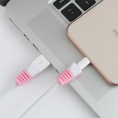 2 stks anti-break USB Charge kabel Winder beschermende case bescherming Sleeve (roze)