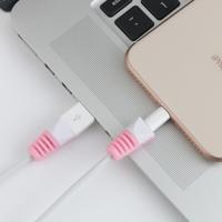 2 stks anti-break USB Charge kabel Winder beschermende case bescherming Sleeve (roze)