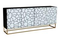 Massief houten dressoir VULCANO 180 cm wit mangohout handgemaakt metalen frame zwart - 44646 - thumbnail