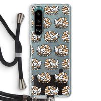 Slapende poes: Sony Xperia 5 III Transparant Hoesje met koord