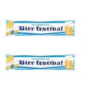 2x Oktoberfest/bierfeest mega vlaggen blonde dame 40 x 180 cm