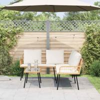 Tuinbankenset met kussen 2 pcs Naturel poly rattan