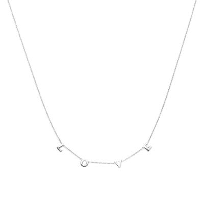 Zilveren Ketting met Love Hanger - 41+5 cm - Gerhodineerd 925