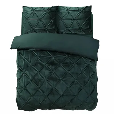 Dekbedovertrek Velvet Pintuck Effen 140x200 Cm Groen Anti Allergie & Anti Huisstofmijt Sleeptime - Dekbed-Discounter.nl