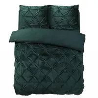 Dekbedovertrek Velvet Pintuck Effen 140x200 Cm Groen Anti Allergie & Anti Huisstofmijt Sleeptime - Dekbed-Discounter.nl