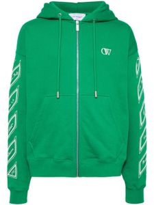 Off-White hoodie zippé à rayures Diag - Vert