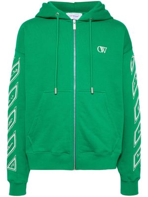 Off-White hoodie zippé à rayures Diag - Vert