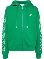 Off-White hoodie zippé à rayures Diag - Vert