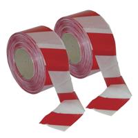 Afzetlint - 2x - rood/wit gestreept - 500 meter - kunststof - markeerlinten - Afzetbanden