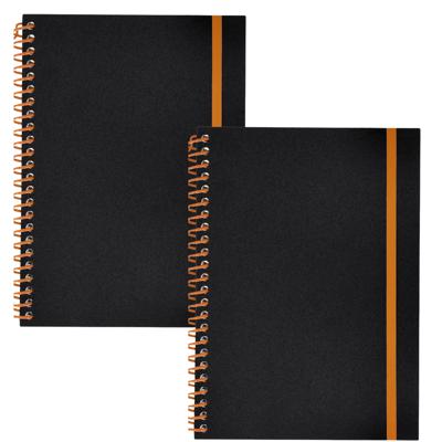 Notitieboekje Bilbo - 2x - A5 formaat - zwart / oranje - 14 x 21 cm ? flexibele kaft ? lijntjes schr