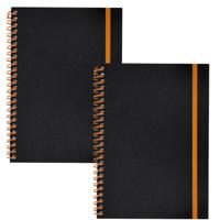 Notitieboekje Bilbo - 2x - A5 formaat - zwart / oranje - 14 x 21 cm ? flexibele kaft ? lijntjes schr