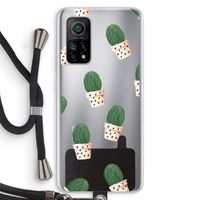 Cactusprint roze: Xiaomi Mi 10T 5G Transparant Hoesje met koord