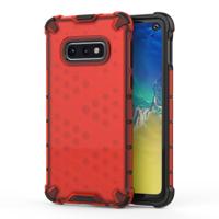 Schokbestendig honingraat PC + TPU Case voor Galaxy S10e (rood)