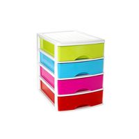 Ladeblok/bureau organizer met 4 lades multi-color/wit L 35,5 x B 27 x H 35 cm - Ladeblok