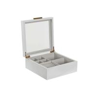 Doos-Juwelenkistje Home ESPRIT Wit Beige Hout Kristal