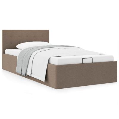 Bedframe met hydraulische opslag stof taupe 90x200 cm