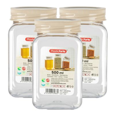 Voorraadpot/bewaarpot - 6x - 500 ml - kunststof - beige - B7 x H13 cm