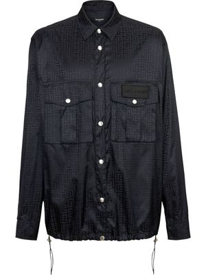 Balmain surchemise boutonnée à motif monogrammé - Noir